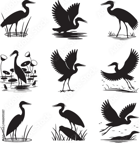 Heron Silhouette SVG – Elegant Bird Design for Nature Crafts & Decor"

"Great Blue Heron Clipart – Minimalist Bird Art for Shirts & Prints"

"Flying Heron SVG – Wildlife Silhouette for Cricut & DIY Pr