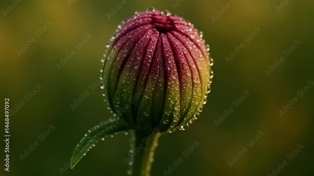 Close-Up of Dewy Flower Bud Glowing in Soft Morning Light Close-Up of Dewy Flower Bud Glowing in Soft Morning Light