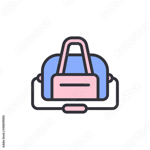 Stylized duffel bag in pastel shades on a white background simple design