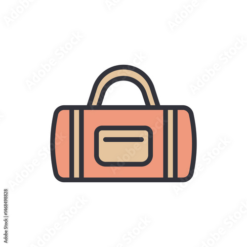 Stylish duffel bag illustration with clean lines and neutral color palette
