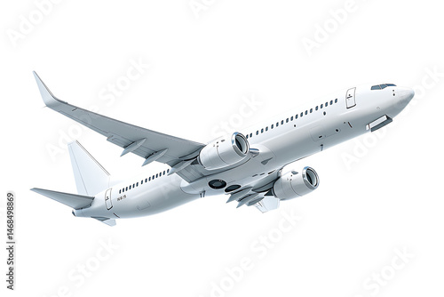 Flight airplane white color isolated on transparent background 
