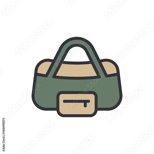 Illustrated duffel bag icon with a modern and minimalistic design style