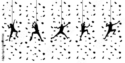 Silhouette of a Climber on a Rock Climbing Wall