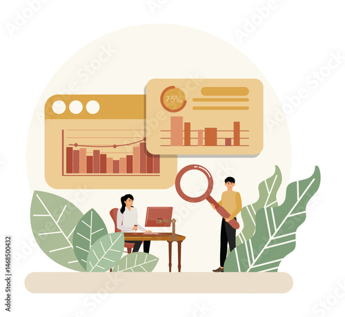 Results analysis concept. Team Analyzing Data Insights with Growth Charts in Office Setting.