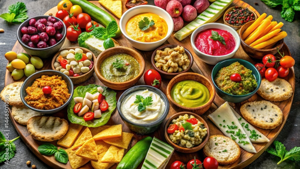 Fototapeta premium Gourmet Appetizer Platter: Stunning Food Photography for Restaurant Menus & Blogs