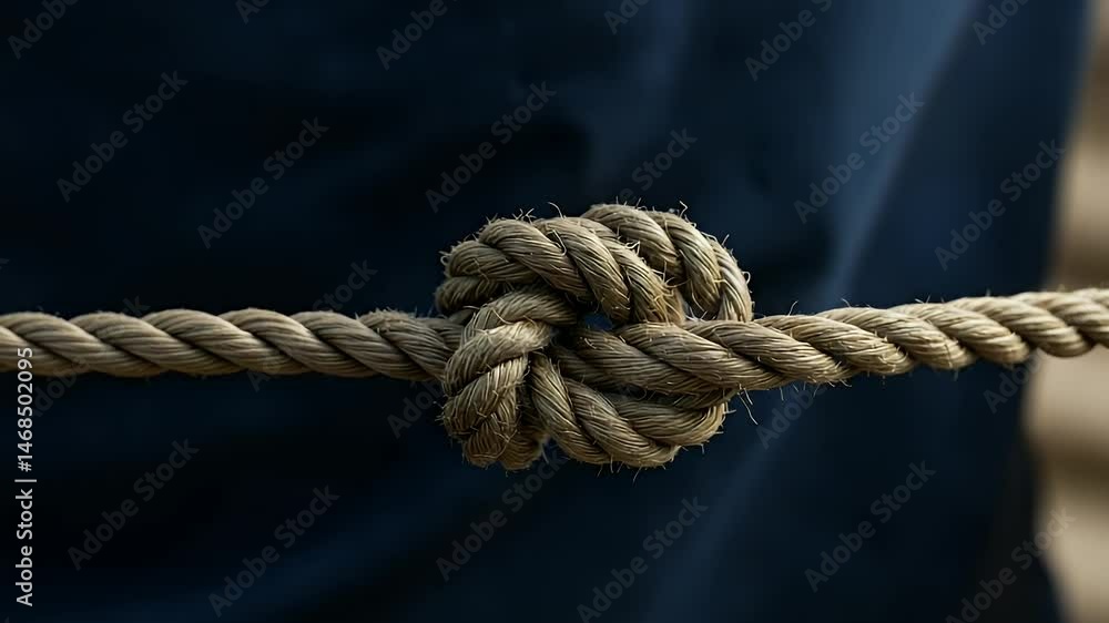 Close-up of Hands Tying a Knot in a Rope Close-up of Hands Tying a Knot in a Rope