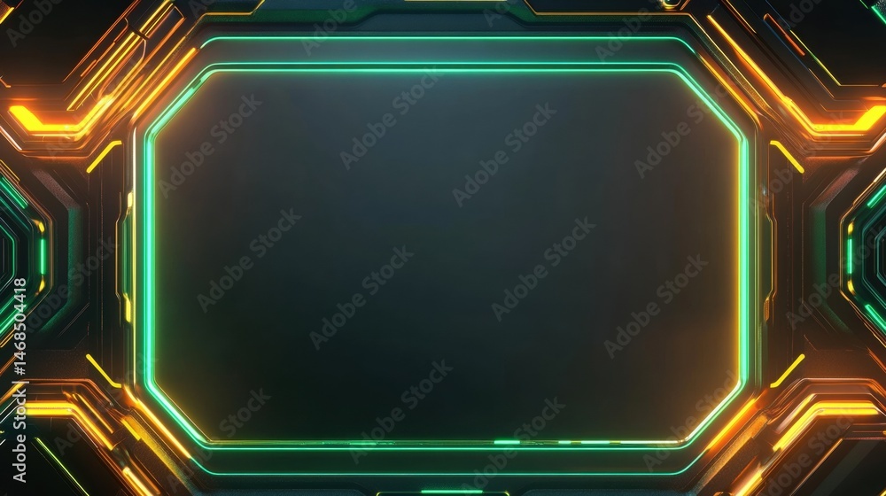 Obraz premium Futuristic Abstract Background with Neon Lights and Geometric Shapes for Artistic Designs and Digital Media