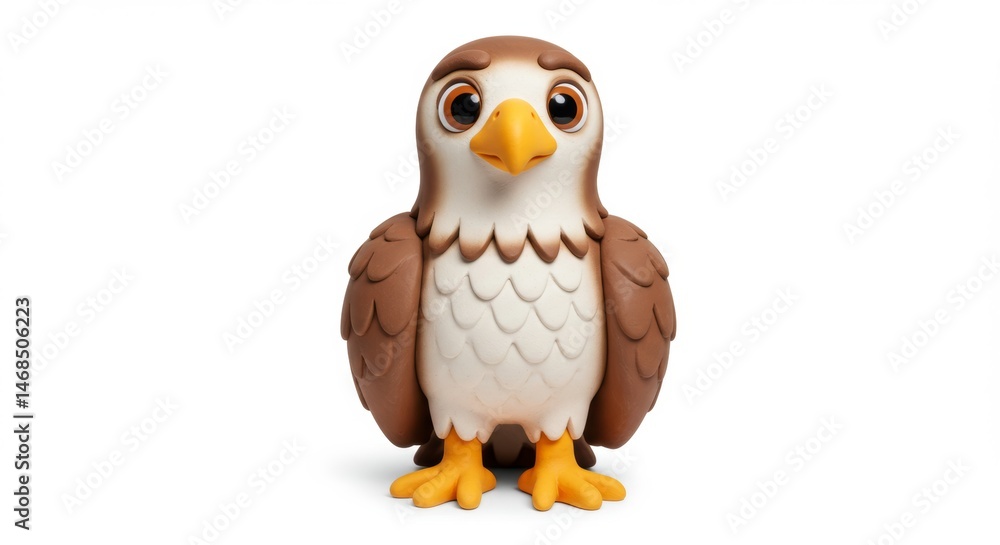 Obraz premium Adorable Cartoon Eagle Character Isolated on White Background for Children's Illustration and Educational Materials Design