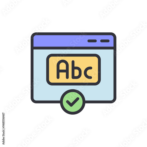 Symbolizing fundamental literacy: Abc validation checkmark on internet browser