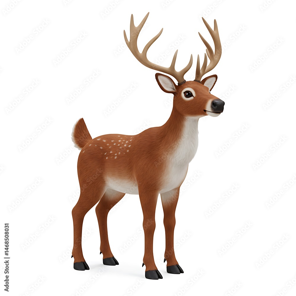 Fototapeta premium 3D Realistic Reindeer Winter Wildlife