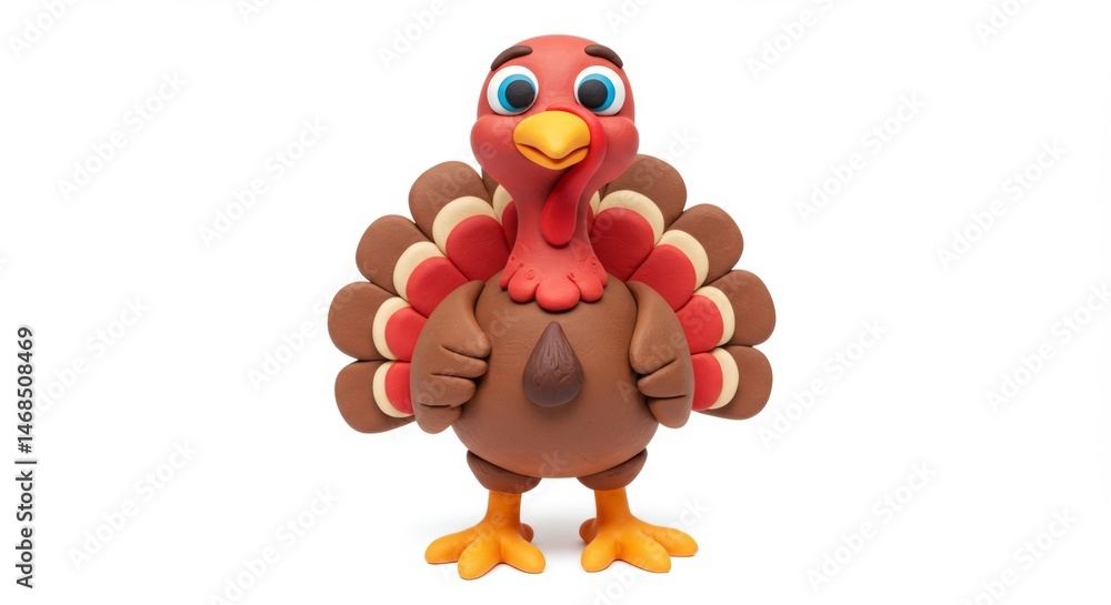 Adorable claymation turkey perfect for Thanksgiving projects and children's crafts, ideal for seasonal greetings and holiday-themed designs with its cheerful expression Adorable claymation turkey perfect for Thanksgiving projects and children's crafts, ideal for seasonal greetings and holiday-themed designs with its cheerful expression