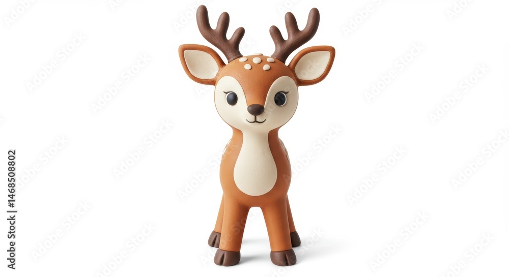 Adorable fawn figurine with a cute expression stands on a white background showcasing its charming details, perfect for holiday decor and children's themes adding a touch of whimsy and innocence. Adorable fawn figurine with a cute expression stands on a white background showcasing its charming details, perfect for holiday decor and children's themes adding a touch of whimsy and innocence.