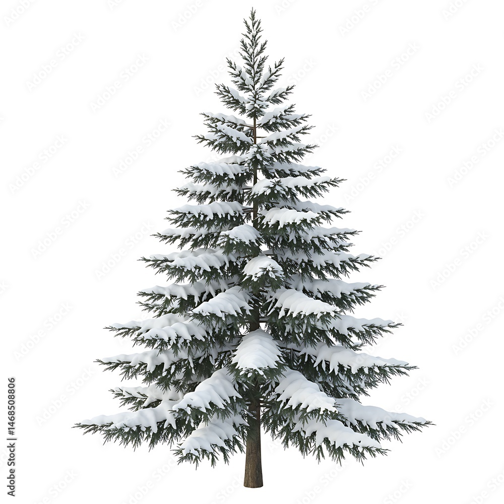 Fototapeta premium 3D Winter Pine Tree Covered in Snow
