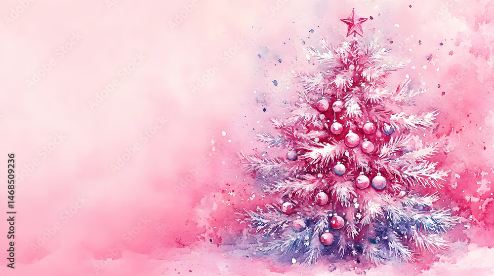 Fototapeta premium Pink romantic Christmas and winter elements