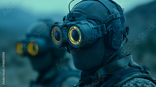 Military Soldier With Advanced Night Vision Goggles