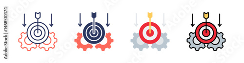 Goal Setting Multi Style Icon Set Vector 