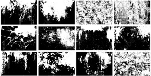 Grunge Texture Pack, Cracked, Distressed, and Eroded Black and White Backgrounds for Overlays and Graphic Design