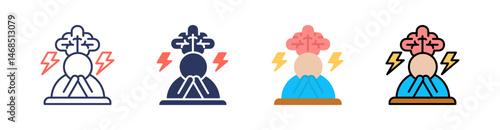 Depression Multi Style Icon Set Vector 