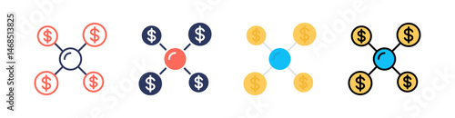 Diversification Multi Style Icon Set Vector 