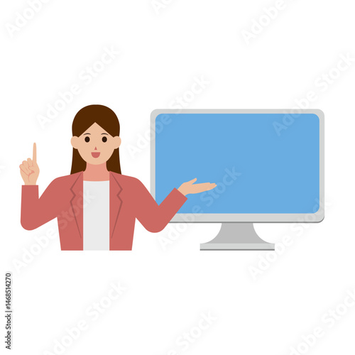 オンライン化を推奨する女性のイメージイラスト