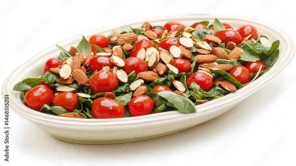 Fresh Spinach Salad with Cherry Tomatoes and Almonds Fresh Spinach Salad with Cherry Tomatoes and Almonds