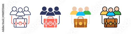 Employee Multi Style Icon Set Vector 