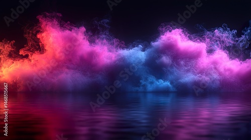 Abstract multi color paint explosion on black background. Paint clouds on black background illustration 