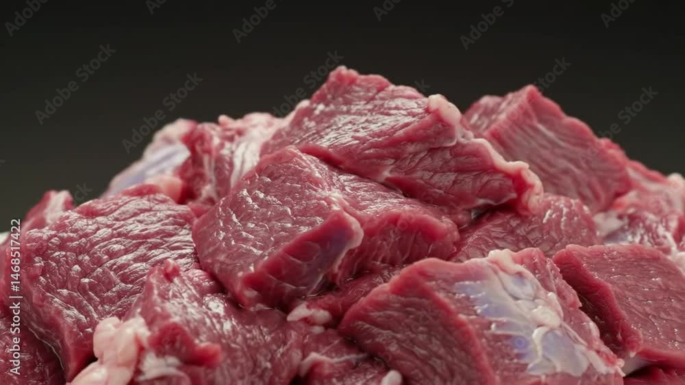 Fresh Raw Meat Cubes Preparation for Culinary Delights and Gastronomy Concepts Fresh Raw Meat Cubes Preparation for Culinary Delights and Gastronomy Concepts