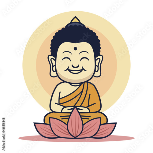 Buddha smile  funny cartoon vesak day illustration