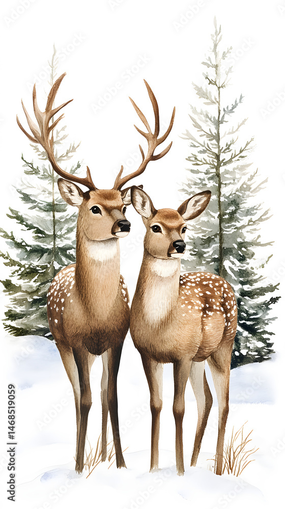 Cartoon Romantic Winter Christmas Illustration Cartoon Romantic Winter Christmas Illustration