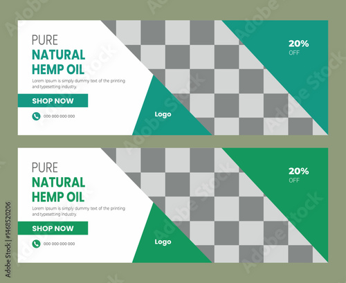  Hemp or cannabis cbd product facebook cover banner template design

