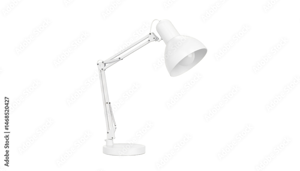 Matte white architect desk lamp is positioned against a white background. Matte white architect desk lamp is positioned against a white background.