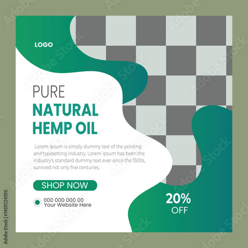 Hemp cbd oil Instagram or social media post banner template
