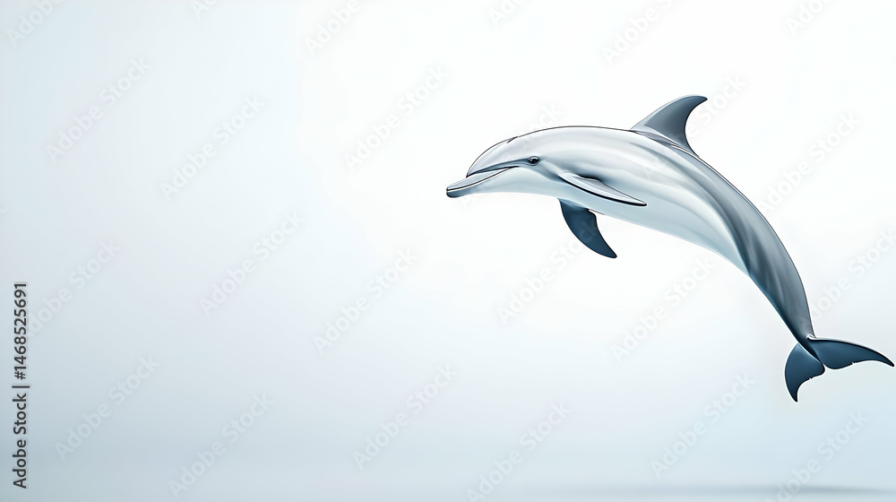 Obraz premium Jumping Dolphin Against White Background