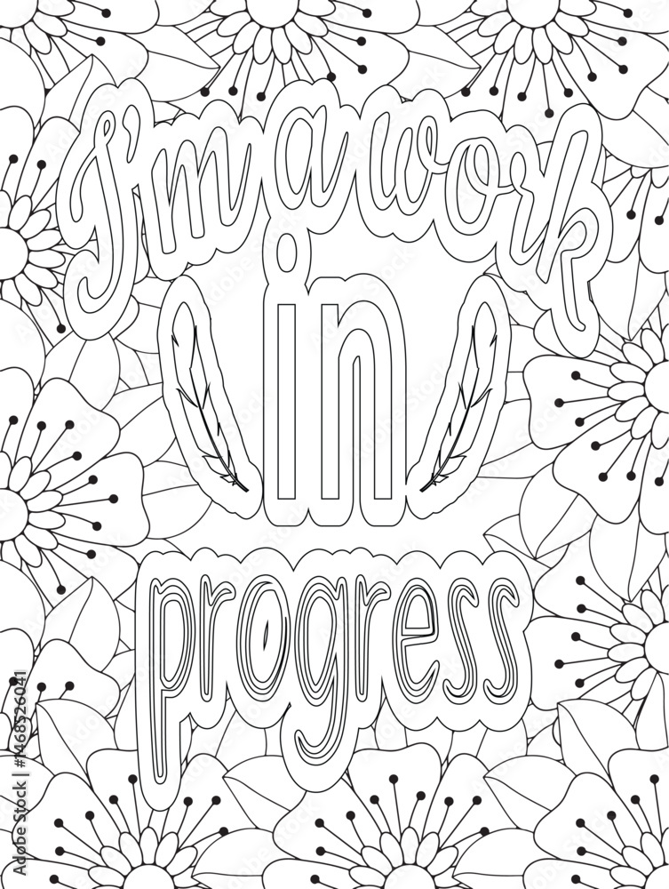 Fototapeta premium Stress Relief Coloring Pages - Adult. Motivational Swear Words Coloring Pages. 