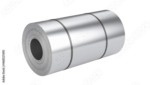 Heavyduty rolled steel coil, a closeup view of industrial metal texture 