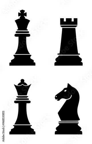 chess pawn silhouette set, isolated background