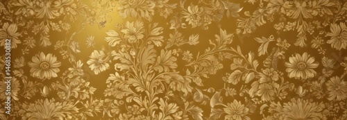 Golden damask floral background Intricate leaf & flower motifs , intricate, leaves, detail