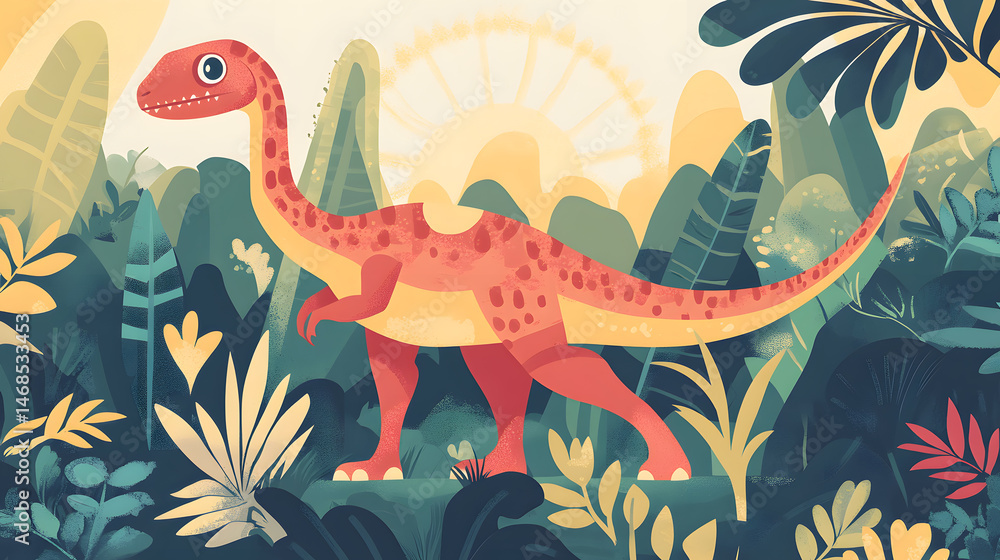 Obraz premium Colorful cartoon cute dinosaur pictures