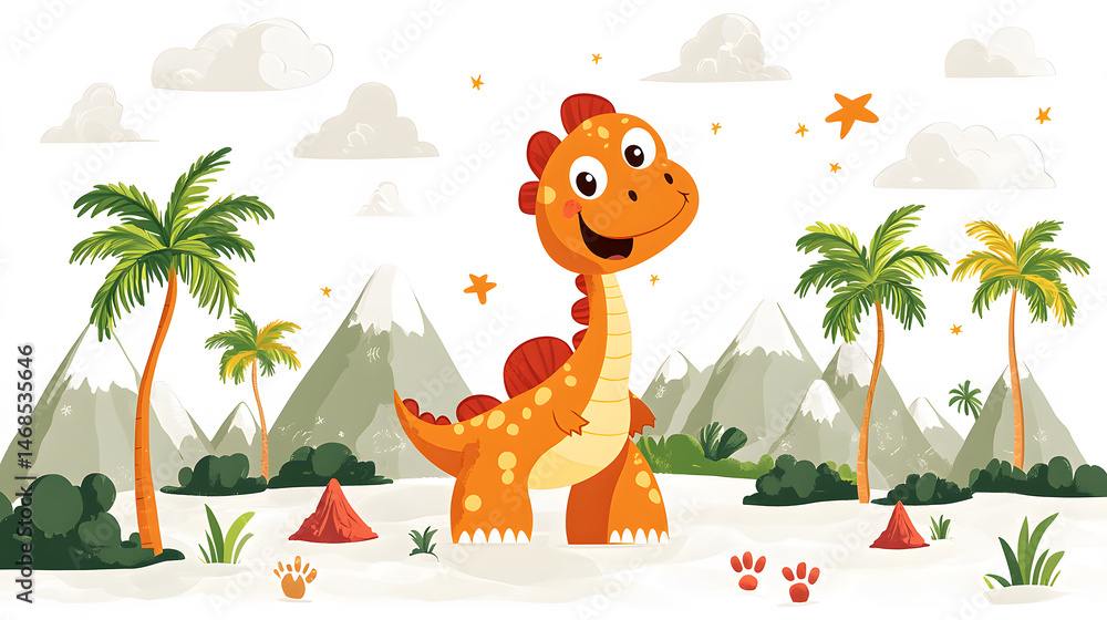 Obraz premium Colorful cartoon cute dinosaur pictures