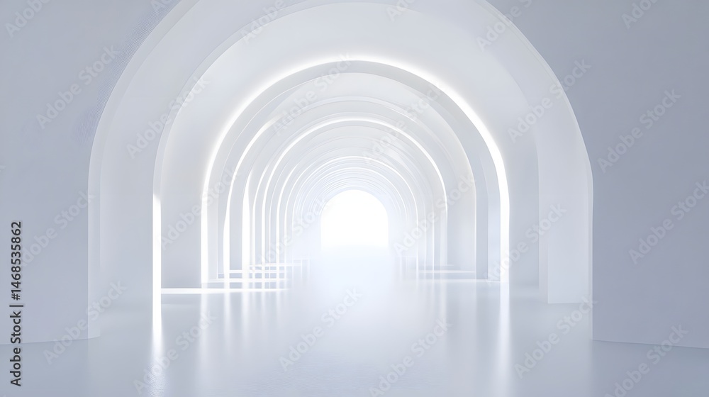 Obraz premium Empty white archway tunnel