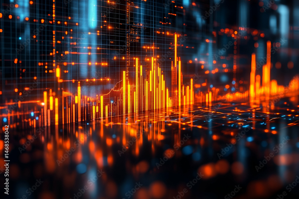 Abstract digital illustration of fluctuating data streams. Abstract digital illustration of fluctuating data streams.