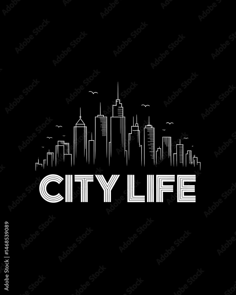 Fototapeta premium Modern Metropolis Skyline Design, Representing Urban Existence and Nighttime Vibrancy