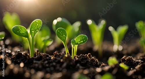 Spring sprouts in the ground