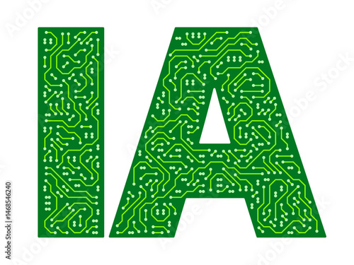 Vászonkép Circuit boards in shape of IA letters