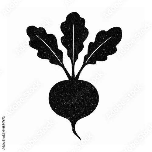 Radish Silhouette: Organic Root Plant; Fresh, Nutritious, Plant-Based Ingredient Vector illustration