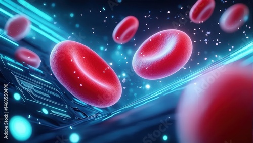 Red Blood Cell on Futuristic Platform