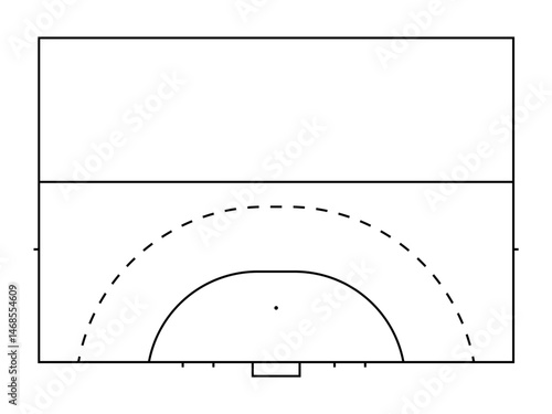 Vertical View of Half Field Hockey Pitch Illustration