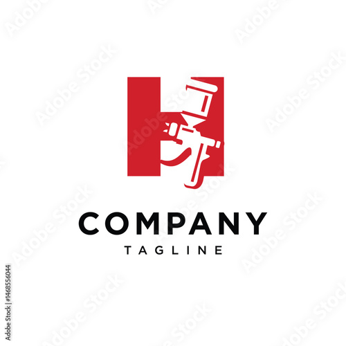 Letter H Spray Gun Paint Logo Icon vector