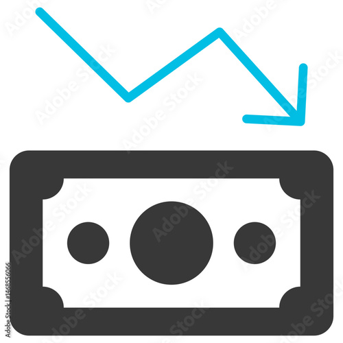 Deflation Glyph Blue Grey Icon